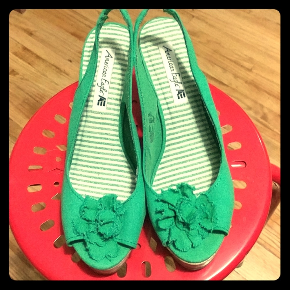 Women's green wedges